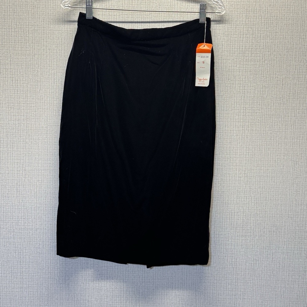 Maggy London Pencil Skirt Womens 10 Black Velvet High Waist Sleek Classic Retro